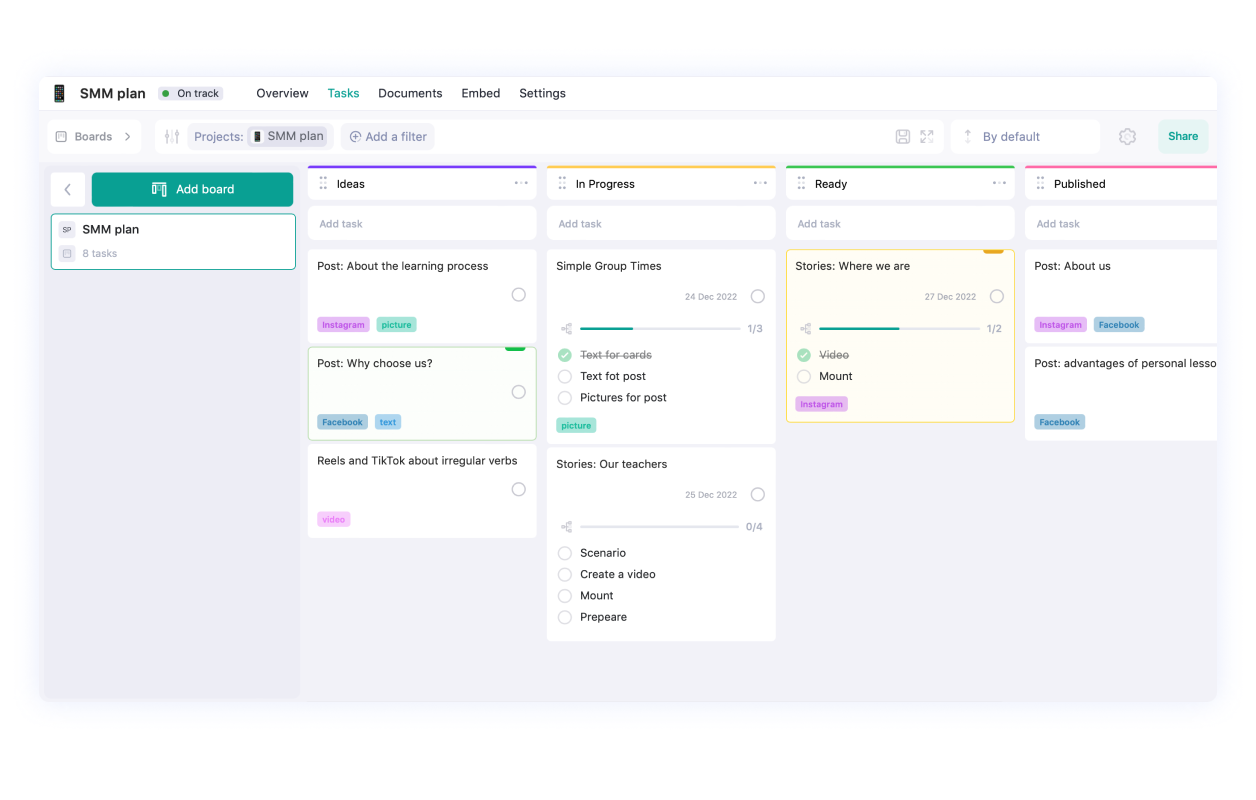 WEEEK content plan for SMM