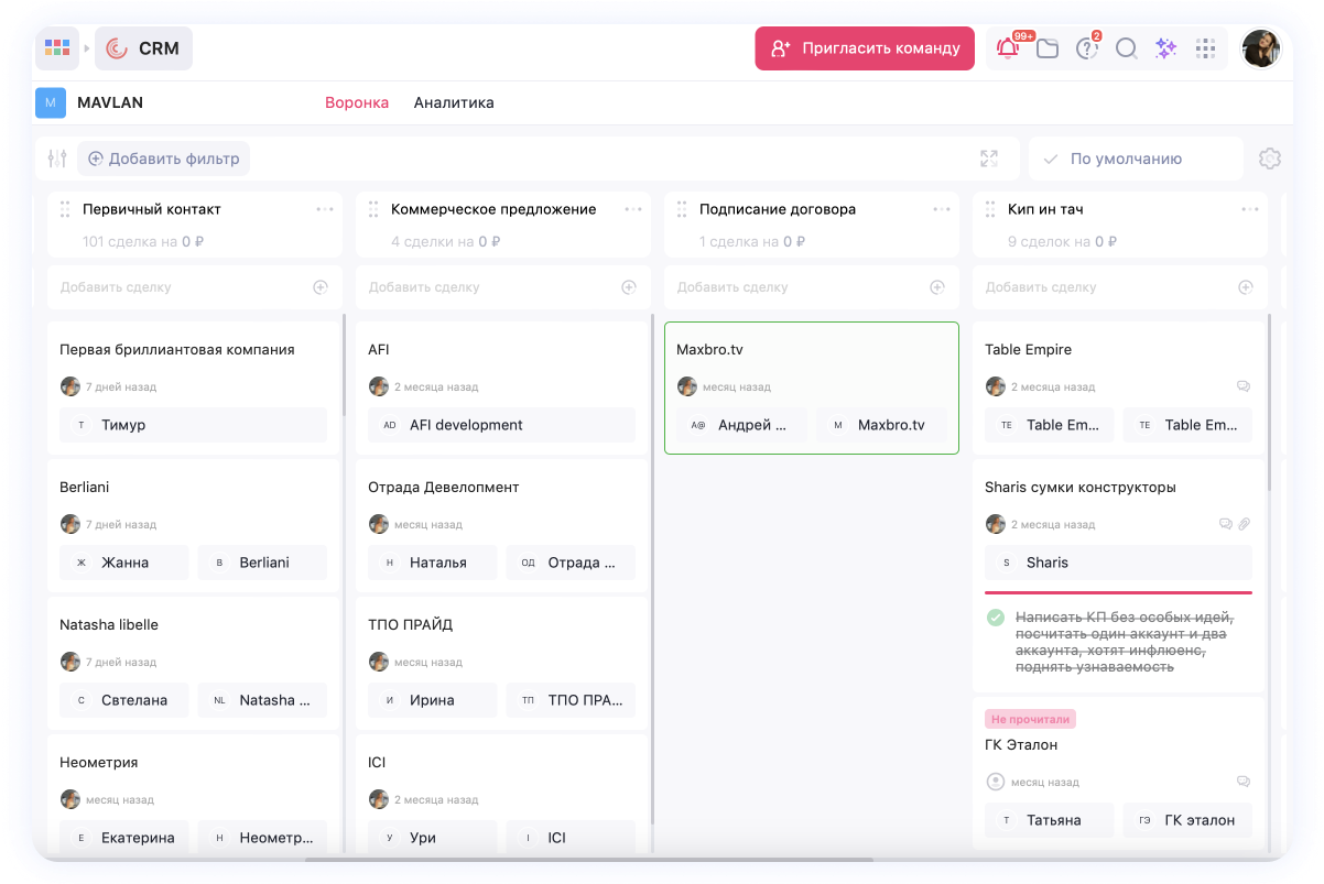 CRM-система в WEEEK CRM-система в WEEEK