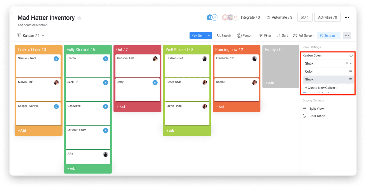 Kanban in Monday