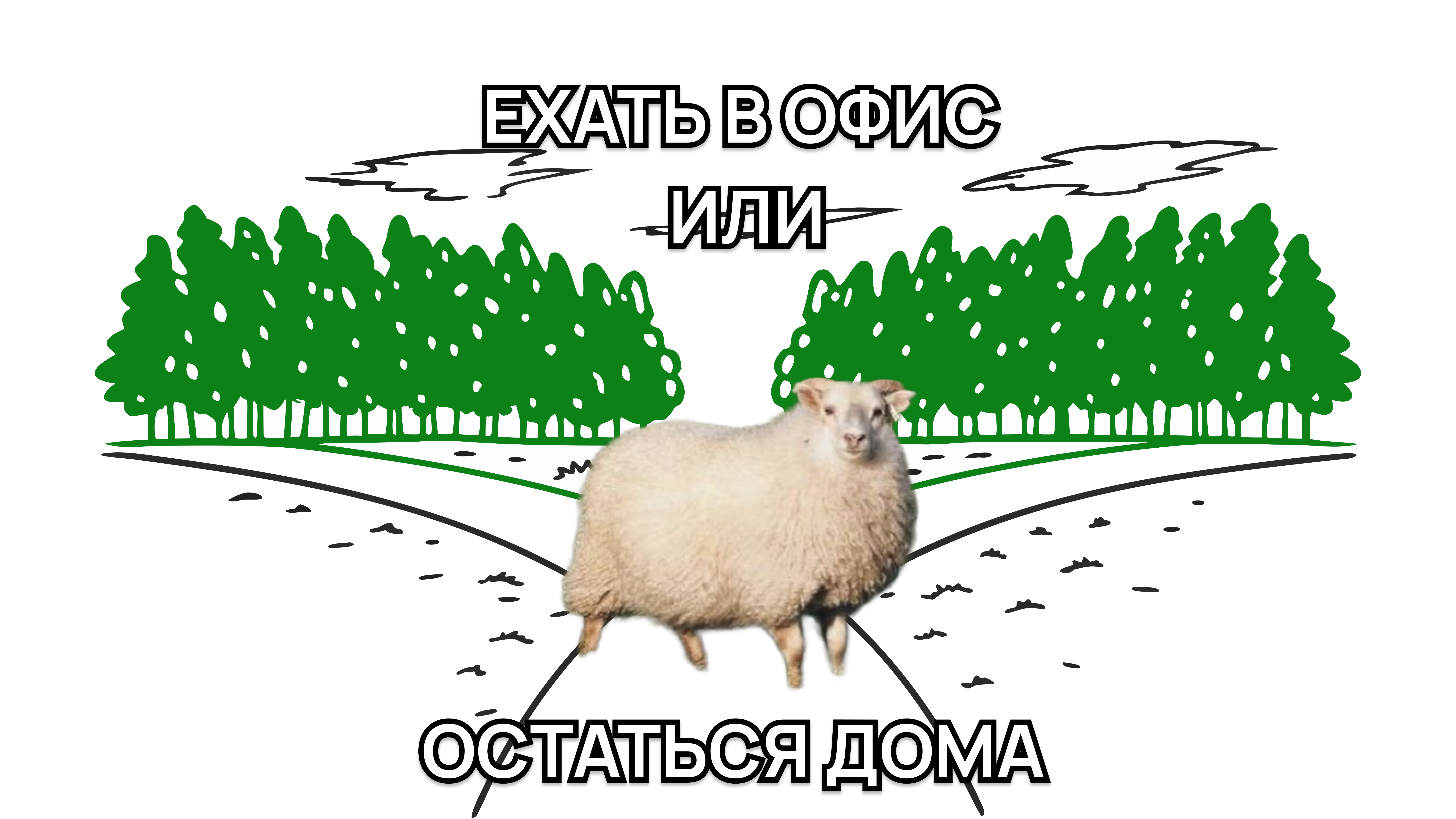 Мем про гибридный график Мем: барашек решает, где работать 
