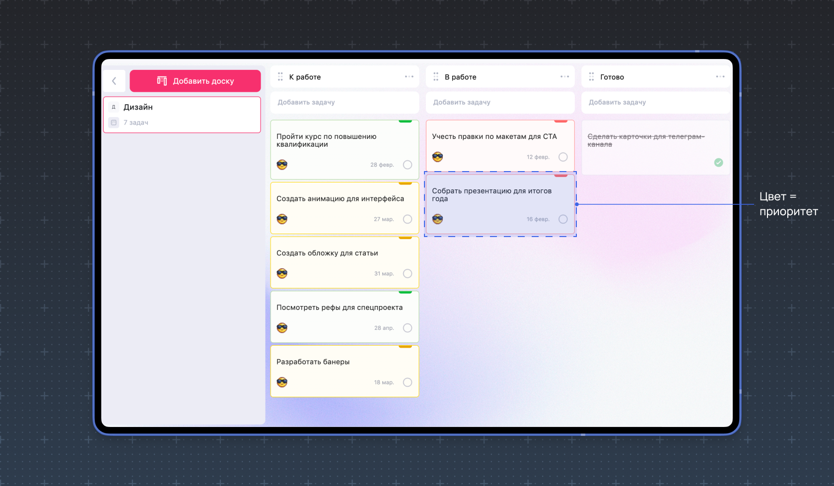 Канбан-доска в WEEEK