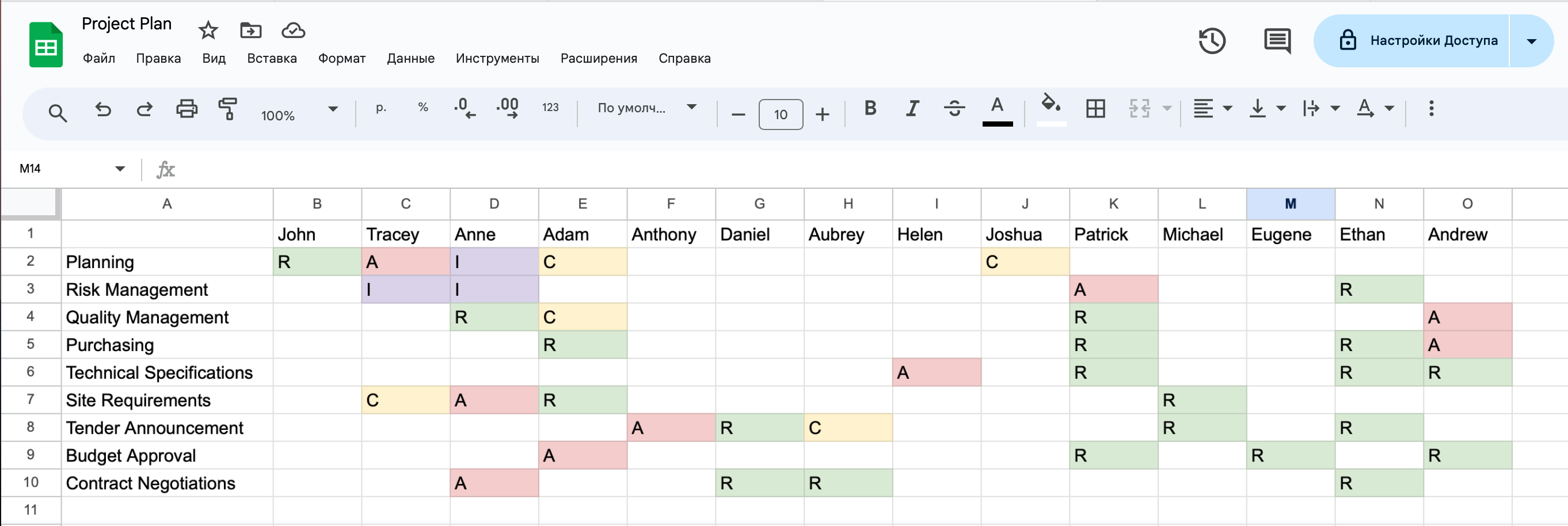 raci matrix example