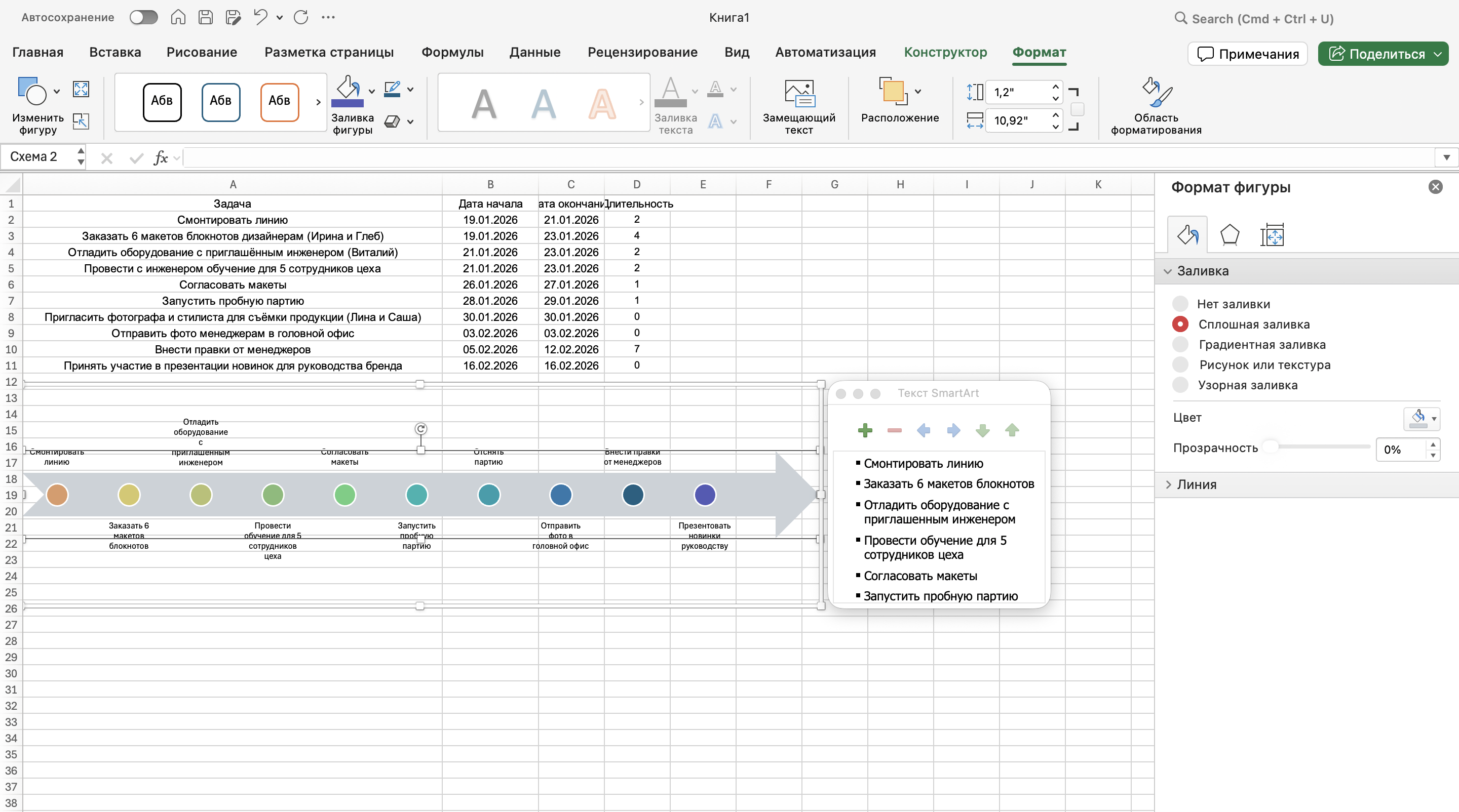 Как построить временную шкалу в Exel&nbsp;