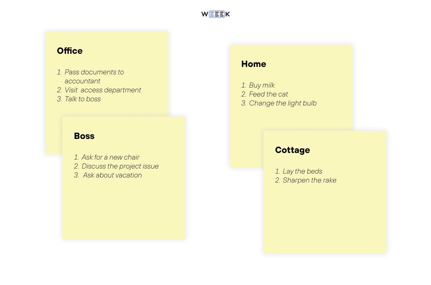 Grouping tasks into contexts