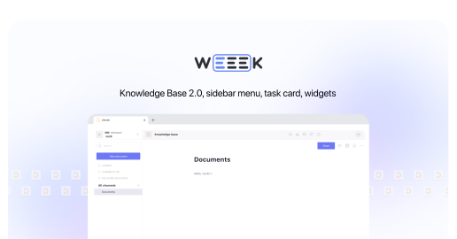 WEEEK Week #57: Knowledge Base 2.0, sidebar menu, task card, widgets